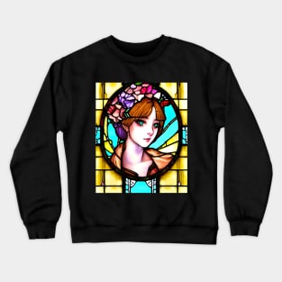 Beautiful Lady stained glass church window Crewneck Sweatshirt